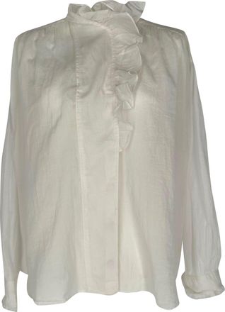 Isabel Marant Etoile Pamias Ruffled Blouse in White Cotton