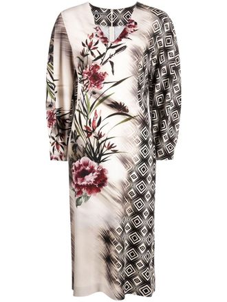 Alberta Ferretti Abito midi a fiori - Nero