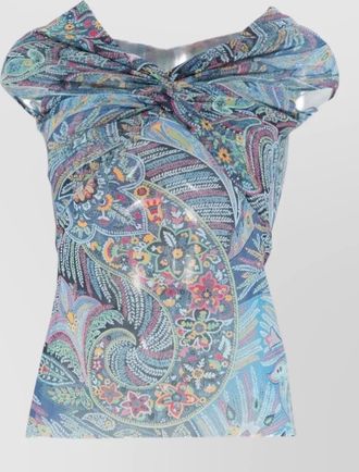 Etro off shoulder paisley knot detail top