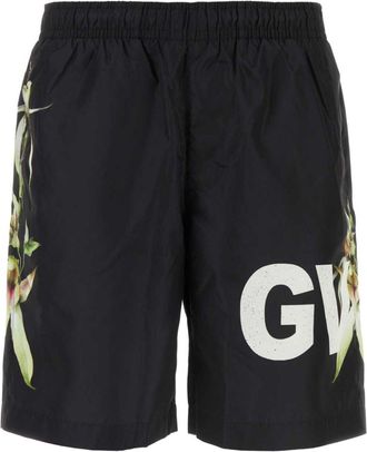 Givenchy logo-print swim shorts - men - Polyester/Polyester - M - Black
