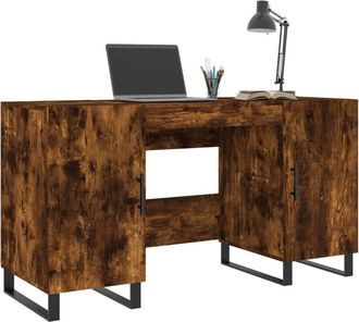 Berkfield Home Elegant Desk Smoked Oak 140x50x75 cm Engineered Wood in Brown | Size: 140 x 50 x 75 cm
