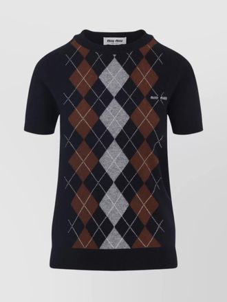 Miu Miu cashmere argyle front pullover
