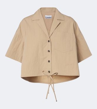 Ganni Cropped cotton-blend shirt