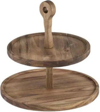 Ladelle Gather Round Akazie 2-stöckiger Servierturm