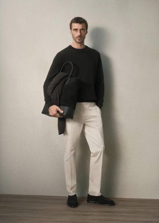 Mango Pantaloni in cotone slim fit con vita regolabile beige - Uomo - 46 - MANGO MAN