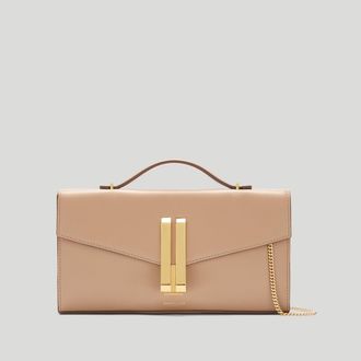 DeMellier The Vancouver Clutch in Dark Sand Smooth Leather Clutch