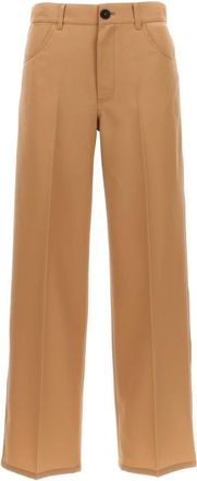 Jil Sander Broek met wijde pijpen - Dames - Wijde Broeken - Beige - L - Wol - Broeken
