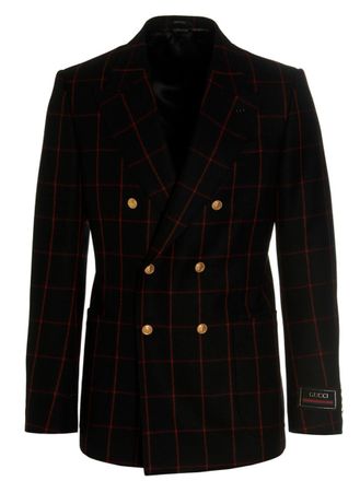Gucci Black Double-breasted Check Blazer