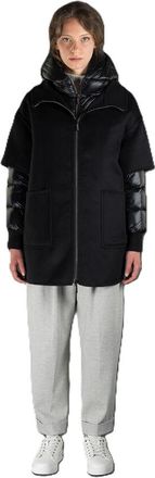 Moorer Womens Black Short-Sleeve Jacket With Hood, Size 44