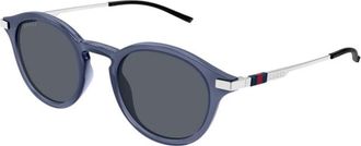 Gucci Zonnebril met rond montuur - unisex - Accessoires - Blauw - Maat: 48 MM