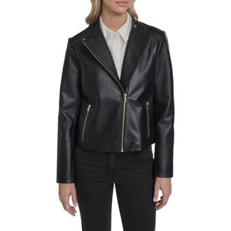 Cole Haan Band Collar Racer Jacket in Black at Nordstrom, Size Medium