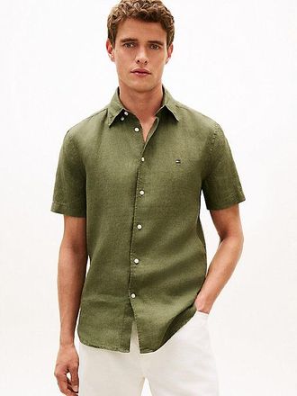 Tommy Hilfiger Regular Fit Washed Linen Short Sleeve Shirt