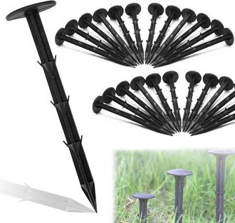 OEM Estacas, Paquete De 50, 15,5 Cm De Largo, Clavos De Pl&aacute;stico, Negros, Tela Para Ra&iacute;ces, Tela Antihierbas, Tela Para Suelo, Tela Polar Para Suelo
