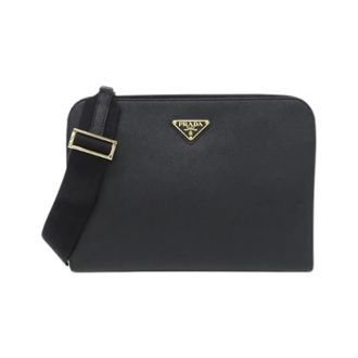 Prada Pre-owned Cross Body Bags, female, Black, Size: ONE SIZE Pre-owned Saffiano Lux Shoulder Bag