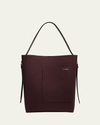 Valextra Secchiello Medium Leather Bucket Bag