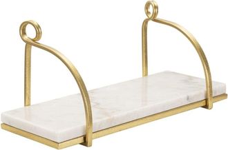 Mauro Ferretti Estante de pared de metal dorado y m&aacute;rmol cm 40x16x18