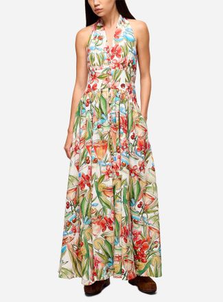 Farm Rio Womens Aperitivo pattern halter maxi dress