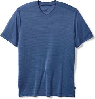 Tommy Bahama Bay Stripe V-Neck IslandZone T-Shirt in Bering Blue at Nordstrom, Size 4Xlt