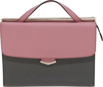 Fendi Demi Jour Satchel Leather Gray Leather Bag (Pre-Owned)