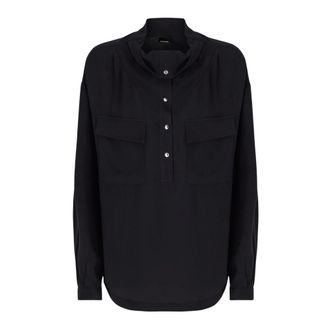 Pinko Pinko - Corolle Blusa Twill Viscosa - Dames - Blouses & Shirts - Blauw - Maat: S Viscose