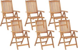 Beliani Conjunto De 6 Sillas De Jard&iacute;n De Madera De Acacia Marr&oacute;n Claro Plegable Aire Libre Java