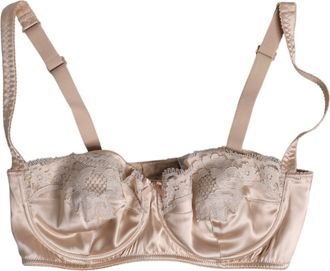 Dolce & Gabbana Biege Silk Underwired Balconette Bra Womens Underwear