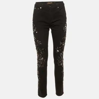Roberto Cavalli Black Denim Sequin Embellished Skinny Jeans M/waist 30