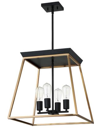 Eglo Eglo Paulino 4 Light Open Frame Pendant With Brushed Gold & Matte Black Finish