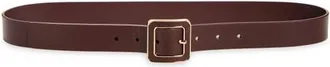 Nordstrom Mila Leather Belt in Burgundy- Gold at Nordstrom, Size Medium