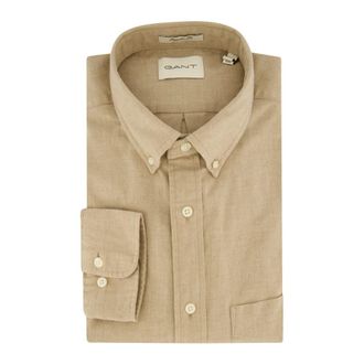 GANT Heren, Overhemden, Beige, Maat: 2XL Katoen