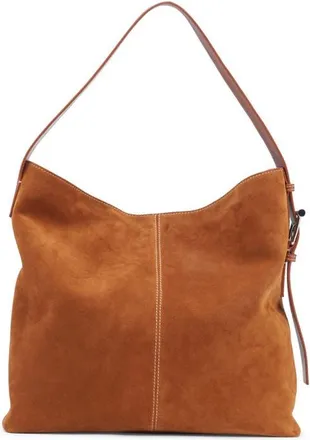 Alexander McQueen T-Bar Suede Shoulder Bag in Tan/silver at Nordstrom