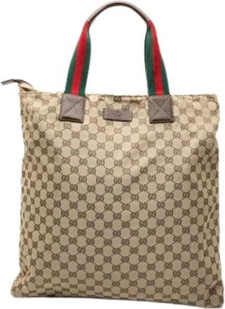 Gucci Pre-owned Tote Bags, female, Brown, Size: ONE SIZE Pre-owned Canvas Tote