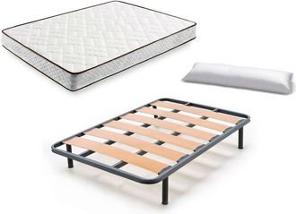 HOGAR 24 Cama Completa - Colchón Flexitex + Somier Lama Ancha + Patas + Almohada de Fibra 135X200