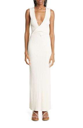 Sir. Enes Twist Front Ribbed Cotton Dress in Natural at Nordstrom, Size 1