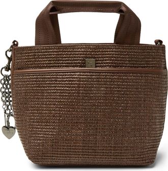 Think Royln Escape Raffia Crossbody Bag in Espresso Raffia W/Trim at Nordstrom