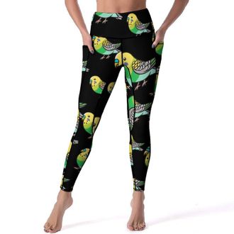 Generic Cute Budgie Bird Yoga Pants Gym Butt Lift Leggings for Women Slim Tummy Control Workout Tights XL