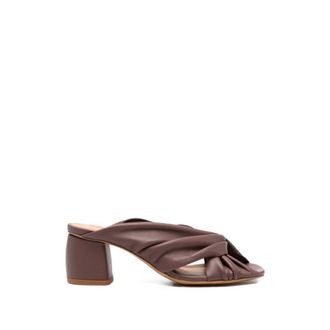 Forte_Forte Heeled Mules, female, Brown, Size: 11 US Heeled Nappa Crossed Sandals