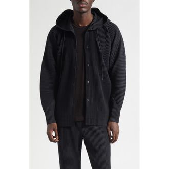 Homme Pliss&eacute; Issey Miyake Monthly Colors February Pleated Hooded Jacket in Black at Nordstrom, Size 2