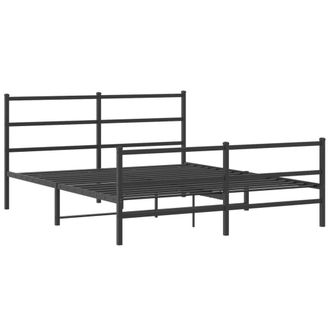 Berkfield Home Metal Bed Frame without Mattress with Footboard&not;Black 150x200cm in Black | Size: 150x200 cm