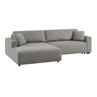 Sweeek Sof&aacute; cama esquinero izquierdo de tela con ba&uacute;l, 3 plazas, gris oscuro