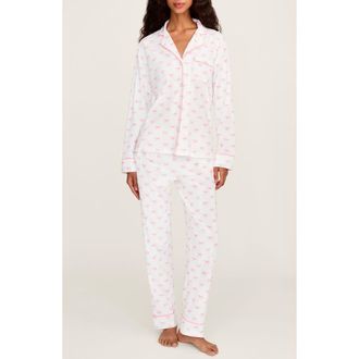 Petite Plume Bows Classic Pima Cotton Pajamas in White/White at Nordstrom, Size X-Small