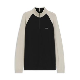 BOSS Color-blocked sweater with zipper neck