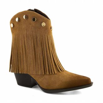 Andrea Womens Fringe Detail Low Boots In Light Brown