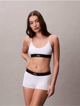 Calvin Klein Calvin Klein Womens Graphic Monogram Microfiber Stretch Unlined Bralette - Open White - XL