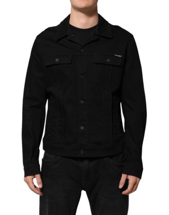 Dolce & Gabbana Mens Classic Denim Jacket - Black Cotton - Size EU 48 (Mens)