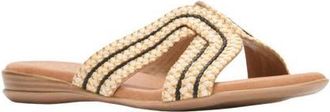 Andr&eacute; Assous Nade Raffia Slide Sandal in Natural/black at Nordstrom, Size 10