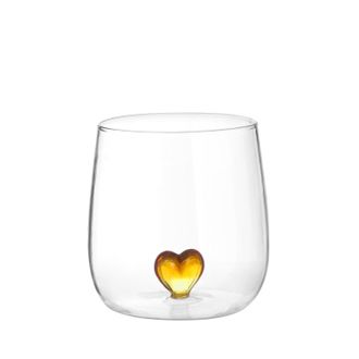 KASANOVA Bicchiere cuore ambra in vetro borosilicato, da 380 ml