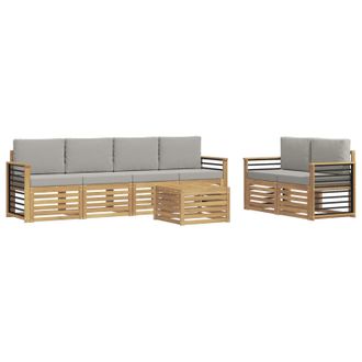 vidaXL Set Di Divani Da Esterno 7 Pz 6-posti White And Light Grey Vidaxl