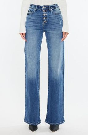 Kancan Celine High Rise 90s Flare Jeans in Medium Wash at Nordstrom, Size 24