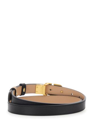 Valentino Garavani Womens Reversible Belt Vlogo Buckle Black Leather Calf